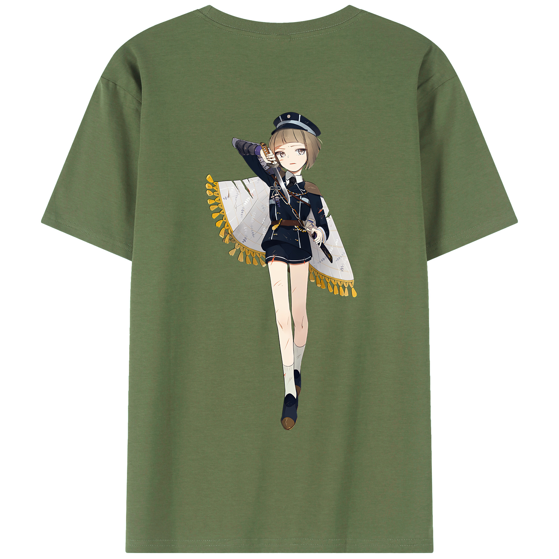 （画像用） 刀剣乱舞 Touken Ranbu 綿100％ メンズ半袖Tシャツ（バックプリント） 通気性